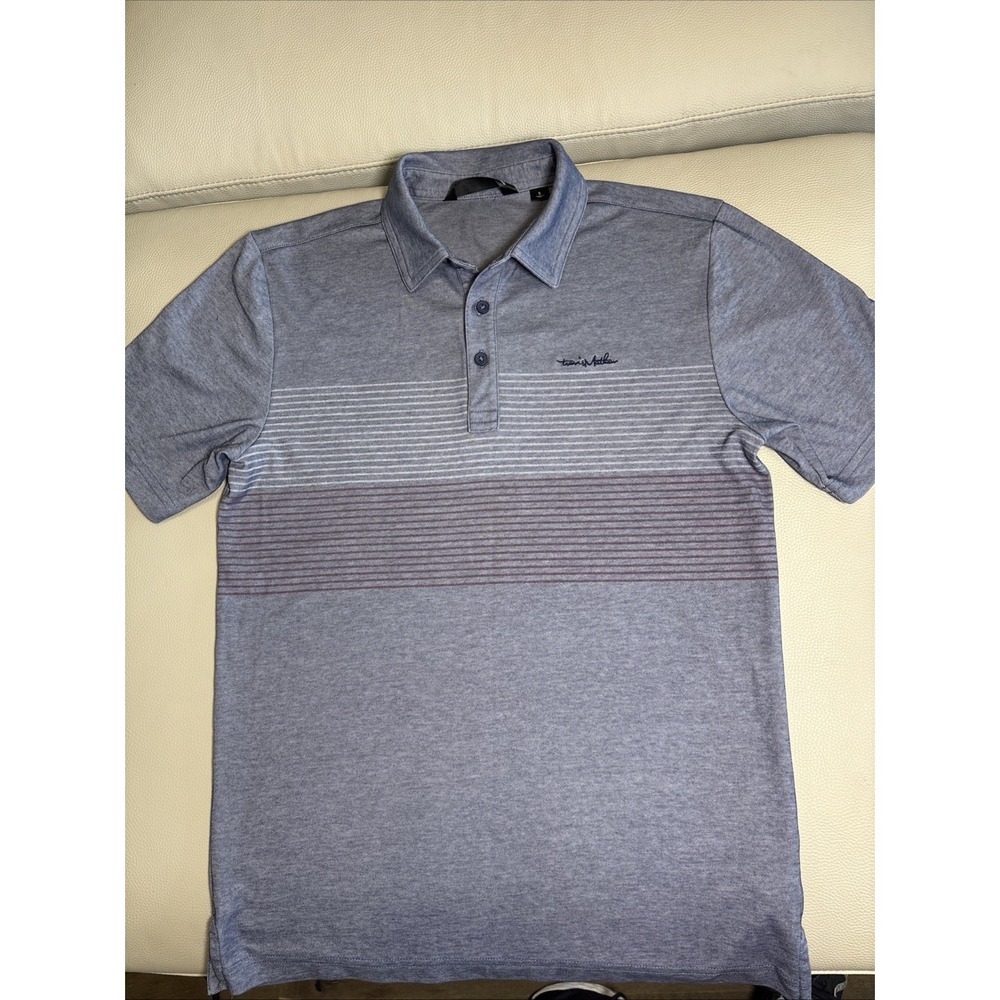 Travis Mathew Golf Polo Mens Small Blue With Subtle Stripes Polo Shirt.